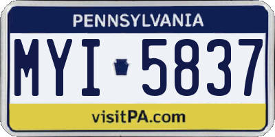 PA license plate MYI5837