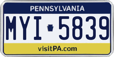 PA license plate MYI5839