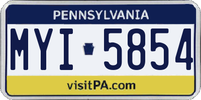 PA license plate MYI5854