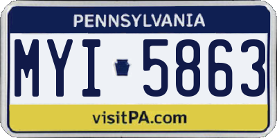 PA license plate MYI5863