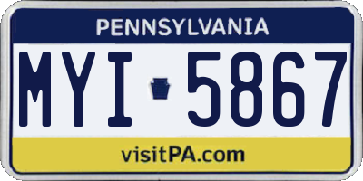 PA license plate MYI5867