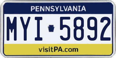 PA license plate MYI5892