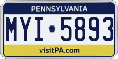 PA license plate MYI5893