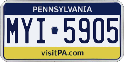 PA license plate MYI5905