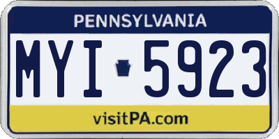 PA license plate MYI5923