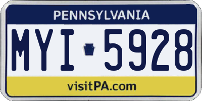 PA license plate MYI5928