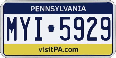 PA license plate MYI5929
