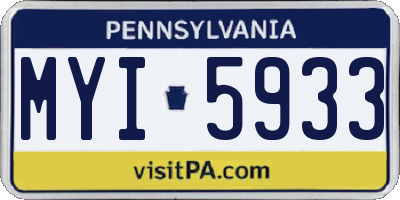 PA license plate MYI5933