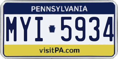 PA license plate MYI5934