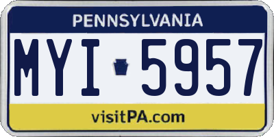 PA license plate MYI5957