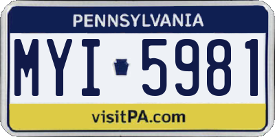 PA license plate MYI5981