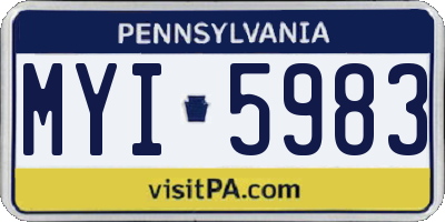 PA license plate MYI5983
