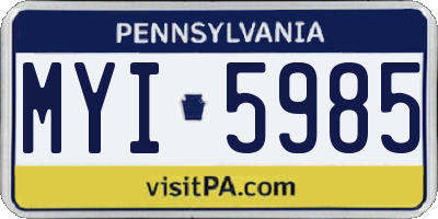 PA license plate MYI5985