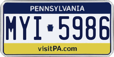 PA license plate MYI5986
