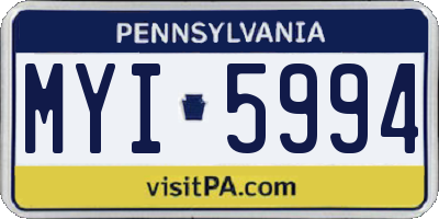 PA license plate MYI5994