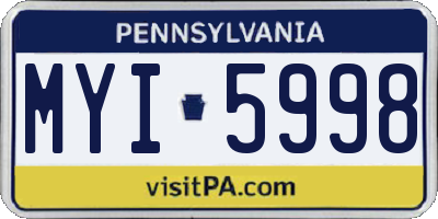 PA license plate MYI5998