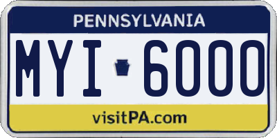 PA license plate MYI6000