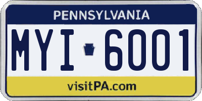 PA license plate MYI6001