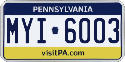 PA license plate MYI6003