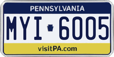 PA license plate MYI6005