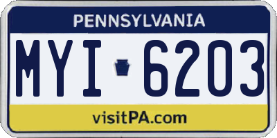 PA license plate MYI6203