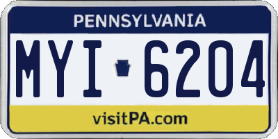 PA license plate MYI6204