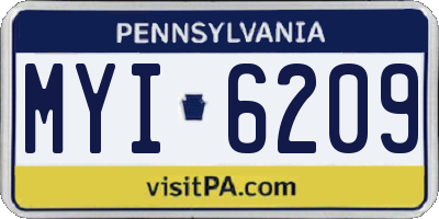 PA license plate MYI6209