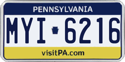 PA license plate MYI6216