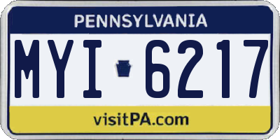 PA license plate MYI6217