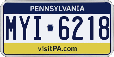 PA license plate MYI6218