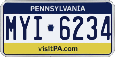 PA license plate MYI6234