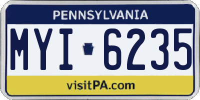 PA license plate MYI6235