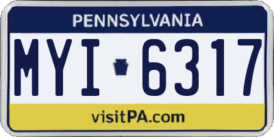 PA license plate MYI6317
