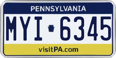 PA license plate MYI6345