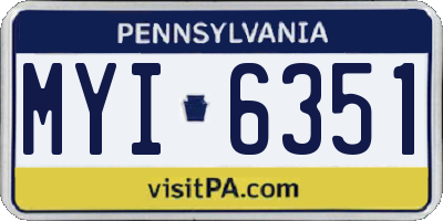 PA license plate MYI6351