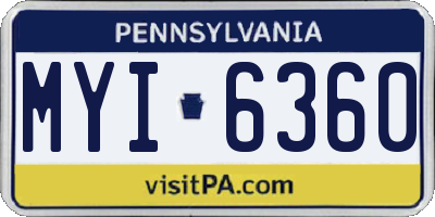 PA license plate MYI6360