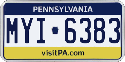 PA license plate MYI6383
