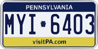 PA license plate MYI6403