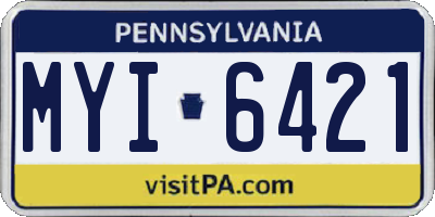 PA license plate MYI6421