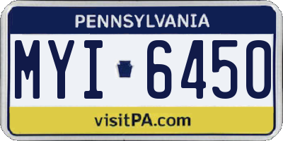 PA license plate MYI6450