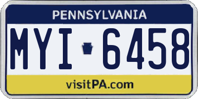 PA license plate MYI6458