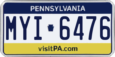 PA license plate MYI6476