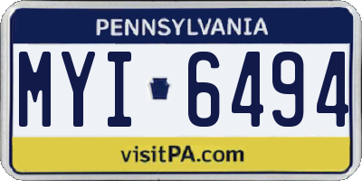 PA license plate MYI6494