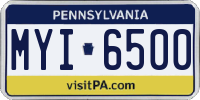 PA license plate MYI6500