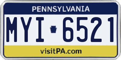PA license plate MYI6521