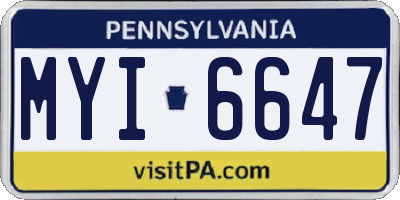 PA license plate MYI6647