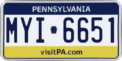 PA license plate MYI6651