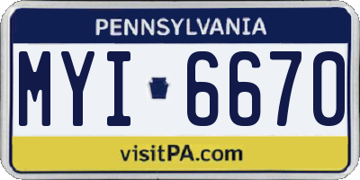 PA license plate MYI6670