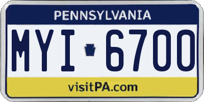 PA license plate MYI6700