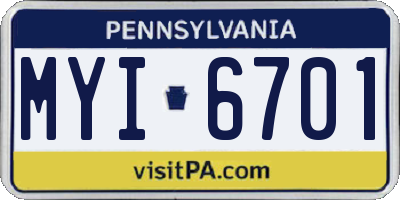 PA license plate MYI6701